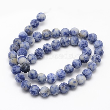 Brins de perles rondes en jaspe de tache bleue naturelle(G-D679-8mm)-2