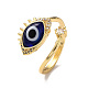 Lampwork Evil Eye Open Cuff Ring with Clear Cubic Zirconia(RJEW-L104-05G-01)-1