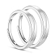 Adjustable Grooved Rhodium Plated 925 Sterling Silver Couple Rings(JR857A)-1
