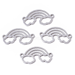 Tarnish Resistant 201 Stainless Steel Links connectors, Laser Cut, Rainbow, Stainless Steel Color, 10x19x1mm, Hole: 1.4mm(STAS-R104-051P)