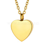 Stainless Steel Heart Cinerary Casket Pendant Necklaces, Urn Ashes Necklaces for Women, Golden, 21.46 inch(54.5cm)(NJEW-WH20009-07G)
