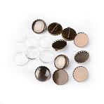 25mm Transparent Clear Domed Glass Cabochon Cover for Women Iron Brooch Making, Nickel Free, Antique Bronze, Brooch: 26mm, Pin: 0.8mm, Glass: 25x7.4mm(IFIN-X0004-NF)
