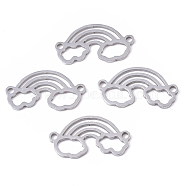 201 Stainless Steel Links connectors, Laser Cut, Rainbow, Stainless Steel Color, 10x19x1mm, Hole: 1.4mm(STAS-R104-051P)