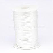 Polyester Cord, Satin Rattail Cord, for Beading Jewelry Making, Chinese Knotting, White, 2mm, about 100yards/roll(NWIR-N009-02)