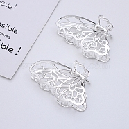 Alloy Claw Hair Clips, Butterfly, Silver, 80x50mm(BUER-PW0001-146S)