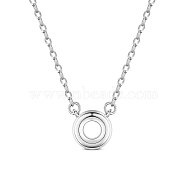 SHEGRACE Rhodium Plated 925 Sterling Silver Pendant Necklace, with Glazed Circle Pendant, Platinum, 15.7 inch(JN568A)