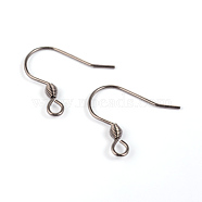 304 Stainless Steel Earring Hook Findings, Ear Wire, with Horizontal Loop, Stainless Steel Color, 18x16x0.8mm, 20 Gauge, Hole: 2mm(STAS-M240-04)