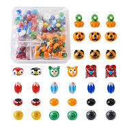 Pandahall Halloween Theme Handmade Lampwork Beads, Mixed Shapes, Mixed Color, 100pcs/box(LAMP-TA0002-04)