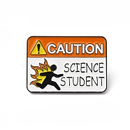 Rectangle with Quote Caution Science Student Enamel Pin, Electrophoresis Black Zinc Alloy Brooch for Backpack Clothes, Orange, 21x30x1.5mm(JEWB-D014-05C)