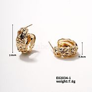 Shiny Women's Earrings with Hollow Design, Elegant C-shaped Earrings, Golden, 20x8mm(OK1604-1)