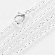 Iron Rolo Chains Necklace Making, with Lobster Clasps, Soldered, Silver Color Plated, 23.6 inch(60cm)(MAK-R017-60cm-S)