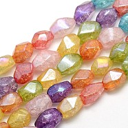 Electroplate AB Color Plated Synthetic Crackle Quartz Nuggets Beads Strands, Dyed & Heated, Mixed Color, 14~18x8~11x11~14mm, Hole: 1mm, about 26pcs/strand, 15.35 inch(G-L151-02B)