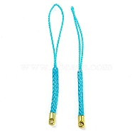 Polyester Cord Mobile Straps, with Golden Plated Iron Findings, Dark Turquoise, 7.6~8.1cm(FIND-G063-01G-05)