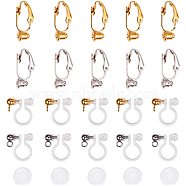 Painless Prevent Allergy Resin Transparent U Type Alloy Ear Clip, Brass Clip on Earring Converter, Anti-pain Plastic Ear Clip Pad, Mixed Color, 6.8x5.2x1.1cm, 48pcs/set(FIND-PH0015-27)