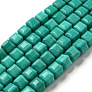 Natural Agate Beads Strands, Dyed, Cube, Dark Turquoise, 4.5x4.5x4.5mm, Hole: 1.2mm, about 88pcs/strand, 15.04''(38.2cm)(G-M422-A01-02L)