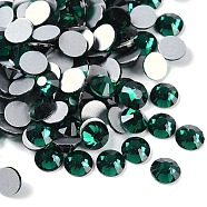 Glass Flat Back Rhinestone, Grade A, Back Plated, Faceted, Half Round, Emerald, 6.3~6.5mm, about 288pcs/bag(X-RGLA-C002-SS30-218)