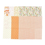 Printed Cotton Fabric, for Patchwork, Sewing Tissue to Patchwork, Quilting, Flower/Polka Dot/Tartan Pattern, Orange, 25x24cm, 7sheets/set.(AJEW-WH0021-62E)