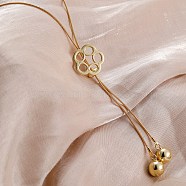 Elegant Hollow Flower Y-Shaped Chain Pendant Lariat Necklaces for Autumn/Winter, Golden, 33.27 inch(84.5cm)(RX2303-1)