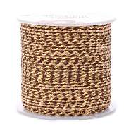 4-Ply Polycotton Cord, Handmade Macrame Cotton Rope, with Gold Wire, for String Wall Hangings Plant Hanger, DIY Craft String Knitting, Brown, 1.5mm, about 21.8 yards(20m)/roll(OCOR-Z003-C06)