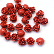 Flower Cinnabar Beads, FireBrick, 11~12x9mm, Hole: 1~2mm(CARL-Q003-07)