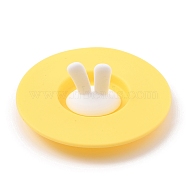 Silicone Cup Lids, Rabbit Ear Tea Cup Covers, Anti-Dust Airtight Seal For Mugs, Yellow, 100x35mm(AJEW-P089-01A)