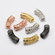 Brass Micro Pave Cubic Zirconia Tube Beads, Lead Free & Nickel Free, Mixed Color, 20x9x7mm, Hole: 4mm(ZIRC-F038-06-FF)