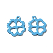 Spray Painted 201 Stainless Steel Charms, Clover Charms, Deep Sky Blue, 12x11x1mm, Hole: 1.2mm(STAS-G304-24A)