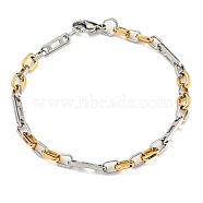 Two Tone 304 Stainless Steel Oval Link Chain Bracelet, Golden & Stainless Steel Color, 8-5/8 inch(21.9cm), Wide: 5.5mm(BJEW-B078-12GP)