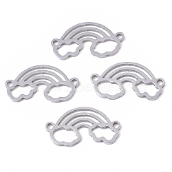 Tarnish Resistant 201 Stainless Steel Links connectors, Laser Cut, Rainbow, Stainless Steel Color, 10x19x1mm, Hole: 1.4mm(STAS-R104-051P)