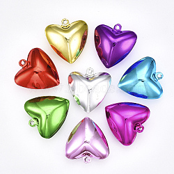 Iron Bell Pendants, Heart, Mixed Color, 26x26x11.5mm, Hole: 1.8mm(IFIN-S702-01B)
