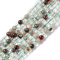 Natural Green Lodolite Quartz/Garden Quartz Beads Strands, Round, 3~3.5mm, Hole: 0.5mm, about 118~119pcs/strand, 15.35 inch(39cm)(G-G933-03A)