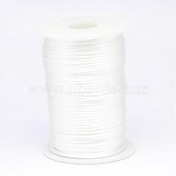 Polyester Cord, Satin Rattail Cord, for Beading Jewelry Making, Chinese Knotting, White, 2mm, about 100yards/roll(NWIR-N009-02)