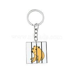 Arcylic Keychain, with Alloy Rings, Animal Themes, Dog, 8.8cm(KEYC-YW00013-08)