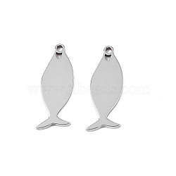 304 Stainless Steel Pendants, Fish, Stainless Steel Color, 18x6.5x1mm, Hole: 1.2mm(STAS-N095-105)