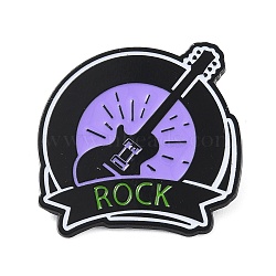 Guitar Creative Rock Music Theme Enamel Pins, Black Alloy Badge for Clothes Backpack, Lilac, 35x35.5x1.4mm(JEWB-D025-01D)