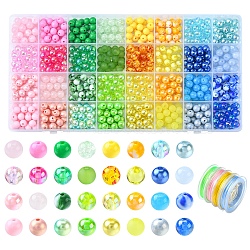 DIY Candy Color Bracelet Making Kit, Including Acrylic Round & ABS Imitation Pearl Beads, Elastic Crystal String, Mixed Color, Beads: 800Pcs/set(DIY-YW0006-39)