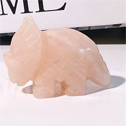 Natural Rose Quartz Carved Healing Rhinoceros Figurines, Reiki Energy Stone Display Decorations, 48x34mm(PW-WG88972-04)