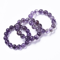 Natural Amethyst Stretch Beaded Bracelets, Round,  Inner Diameter: 2-1/8 inch(5.5cm), Bead: 13mm (G-R465-58C)