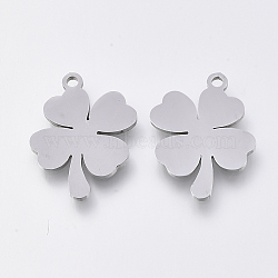 201 Stainless Steel Pendants, Laser Cut Pendants, Clover, Stainless Steel Color, 17x13x1mm, Hole: 1.4mm(X-STAS-S110-050P)