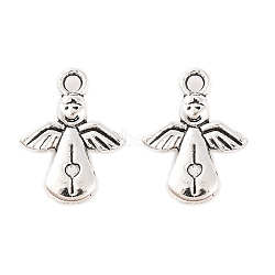 Tibetan Style Alloy Pendants, Angel, Cadmium Free & Lead Free, Antique Silver, 16.5x12.8x2.5mm, Hole: 2mm(X-TIBEP-S299-37AS-RS)