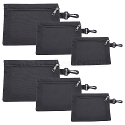 6Pcs 3 Style Oxford Cloth PVC Waterproof Coating Bag, with Plastic Clasp and Alloy Zipper Puller, Automotive Accessories, Rectangle, Black, 2pcs/style(AJEW-NB0002-41)