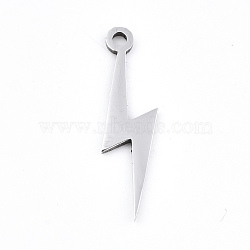 201 Stainless Steel Pendants, Laser Cut, Lightning, Stainless Steel Color, 20x6.5x0.9mm, Hole: 1.6mm(X-STAS-S081-066)