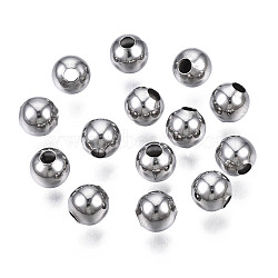 Round 304 Stainless Steel Beads, for Jewelry Craft Making, Stainless Steel Color, 5x5mm, Hole: 1.6mm(STAS-TAC0004-5mm-P)