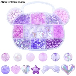 DIY Stretch Jewelry Making Kit, Including Imitation Jelly & Transparent & Opaque Acrylic Beads, Elastic Crystal Thread, Purple, 7.5~16.5x0.5~29x0.5~10.5mm, Hole: 1~2mm(DIY-YW0009-16B)