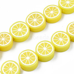 Handmade Polymer Clay Bead Strands, Lemon Slice, Yellow, 8~10x3.5~4.5mm, Hole: 1.6mm, about 38~40pcs/strand, 13.98 inch~15.55 inch(35.5~38cm)(CLAY-R069-01L-A02)
