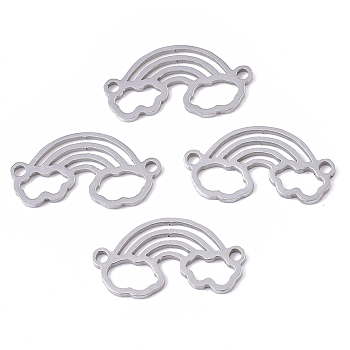 201 Stainless Steel Links connectors, Laser Cut, Rainbow, Stainless Steel Color, 10x19x1mm, Hole: 1.4mm