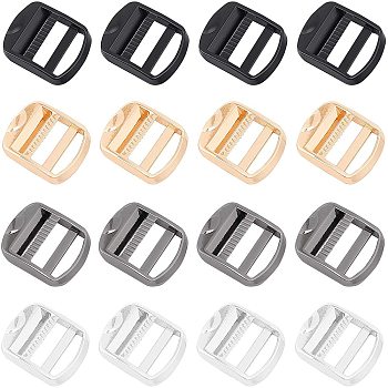Zinc Alloy Ladder Lock Slider Buckle, Adjustable Webbing Strap Release Buckles, for Backpack Strap Accessories, Mixed Color, 38x31.3x5mm, Hole: 3~6x25.2mm, 4colors, 4pcs/color, 16pcs/box