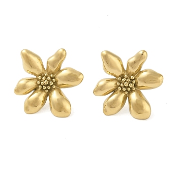 304 Stainless Steel Stud Earrings for Women, Flower, Golden, 30x26mm