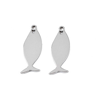 304 Stainless Steel Pendants, Fish, Stainless Steel Color, 18x6.5x1mm, Hole: 1.2mm