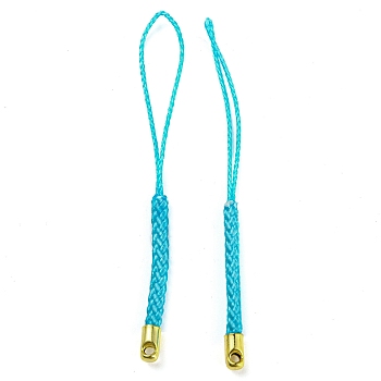 Polyester Cord Mobile Straps, with Golden Plated Iron Findings, Dark Turquoise, 7.6~8.1cm